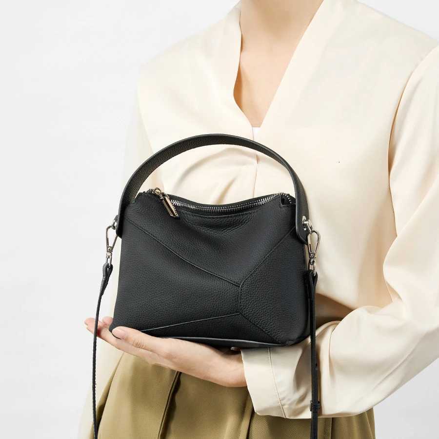 Top layer cowhide geometric pillow bag 2025 new genuine leather commuter one-shoulder crossbody bag fashionable ladies handbagW251117