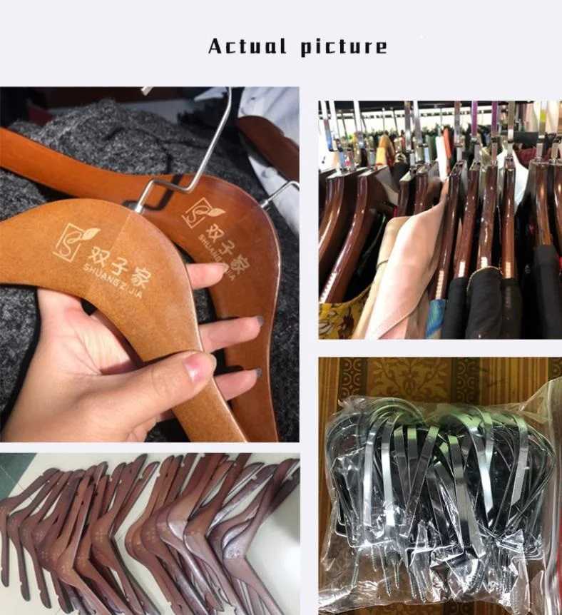 10Pcs/set Adult Child Extra-Wide Solid Wood and Metal Hook Wooden Hangers With Notches Non-slip Metal Hook for Clothes C251117