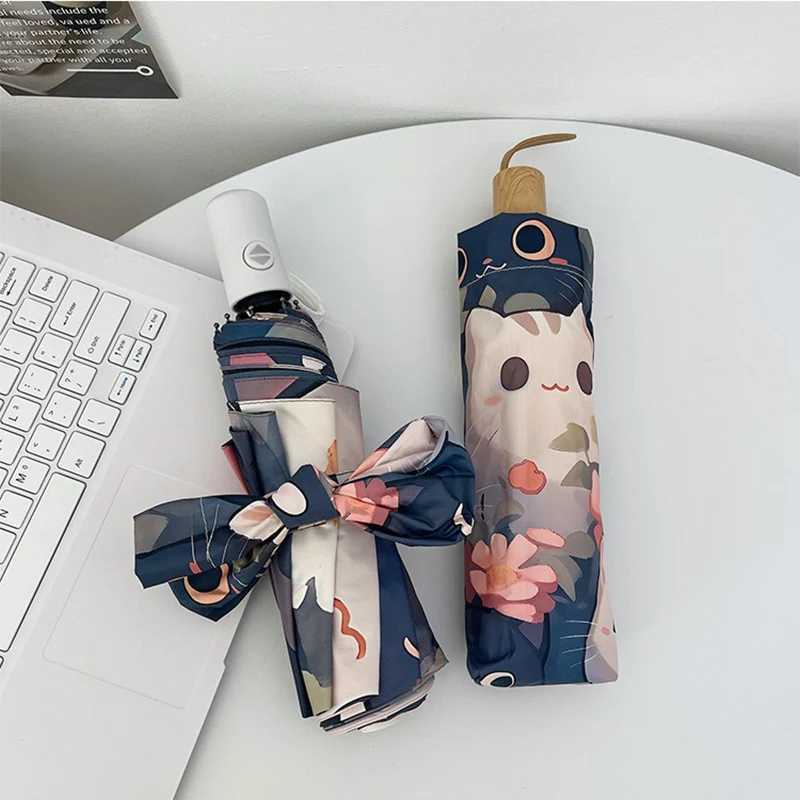 Cute Cat Folding Umbrella Sun and Rain Protection Dual-use Umbrella UV Protection Portable Sun Umbrella Automatic Umbrella C251117