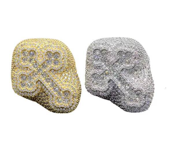 S925 Sterling Silver Moissanite Ring Baguette Cut Hip Hop Cross Design Unique and Stylish Baguette Cut Moissanite Ring for Men