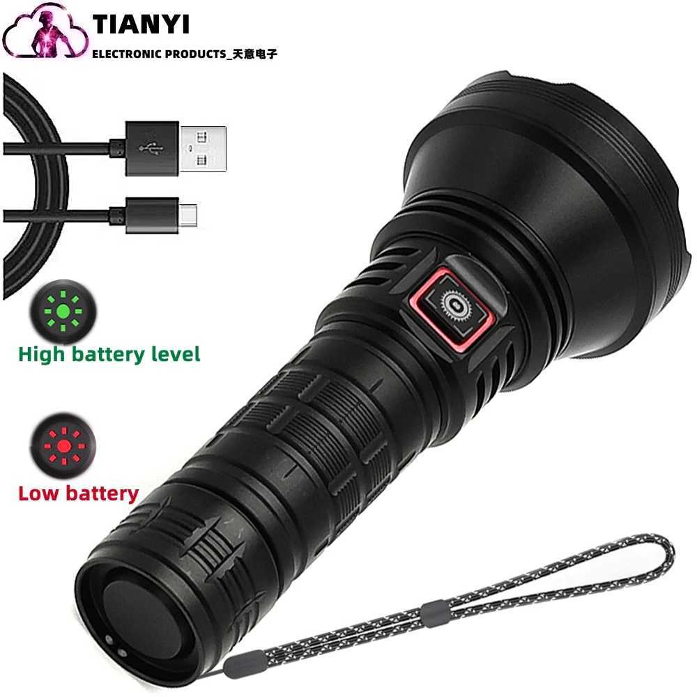 Strong light outdoor multi-function battery charger flashlight 26650 lithium battery charging waterproof lighting night lights M251117