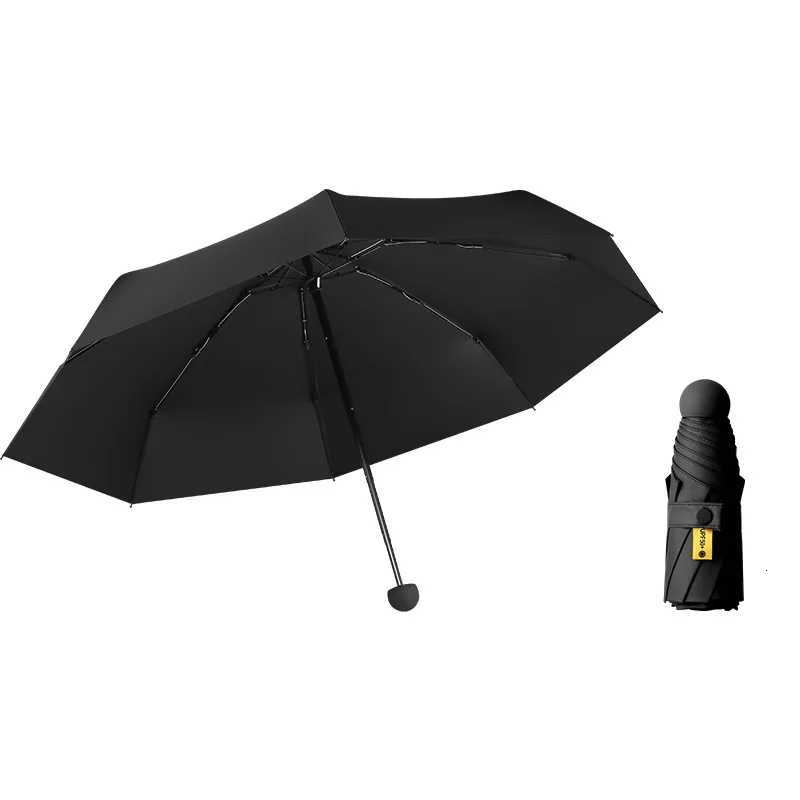 Capsule Umbrella Portable Mini Sunshade Sunscreen Rain Umbrella Black Rubber Alloy Handle Foldable Sun Rain Dual Use C251117