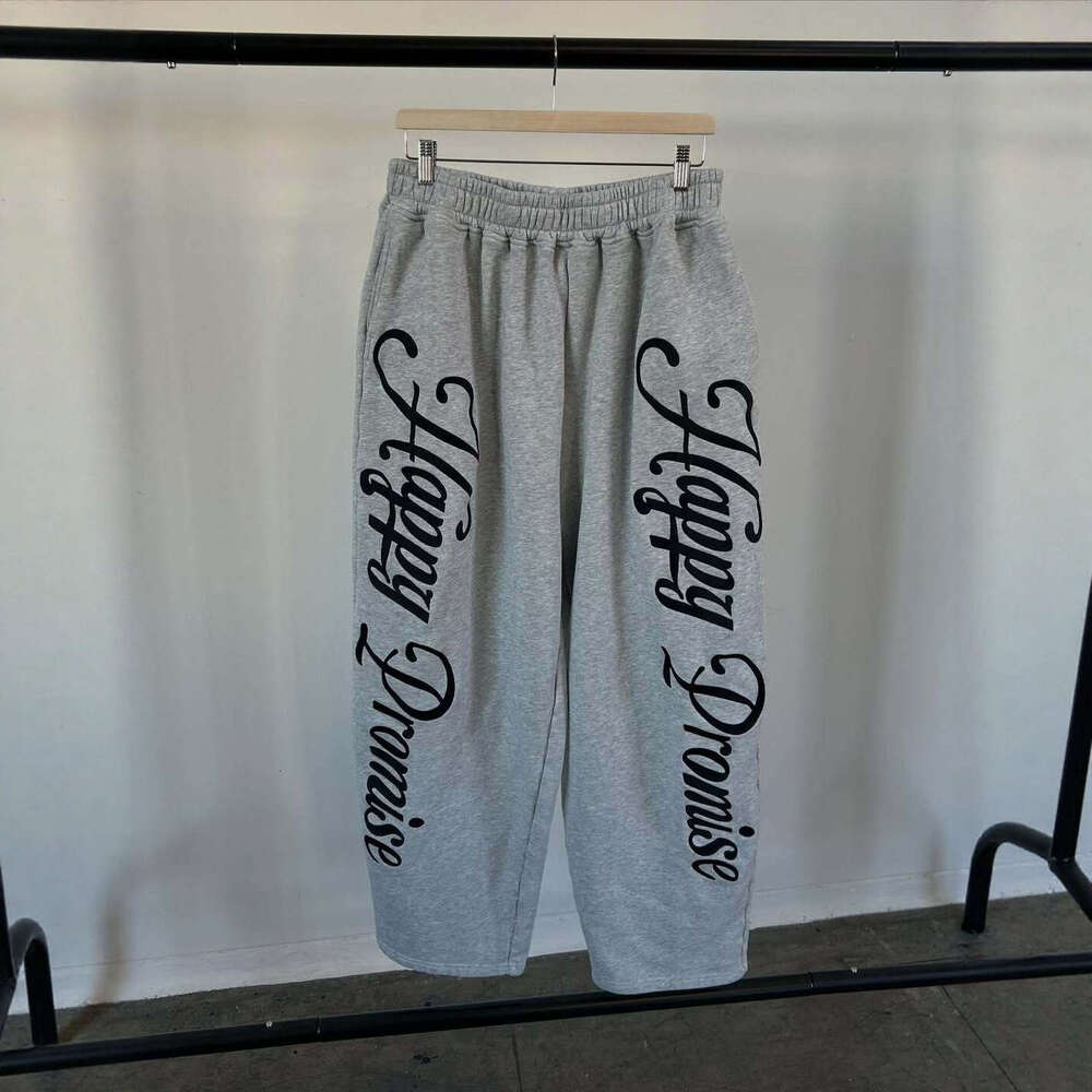 2025 Summer American Retro Pocket Casual Straight Long Letter Print Fashion Hip Hop Loose Pants