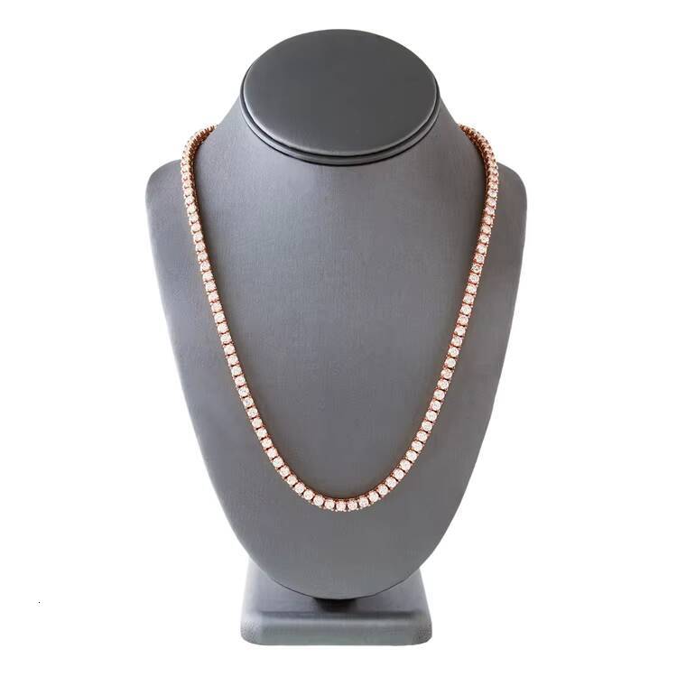 Dropshipping 14K 18K Gold Plate 925 Silver Moissanite Tennis Chain Bracelets 5mm VVS Diamond Necklace for Women Men