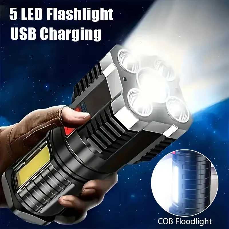 5 LED High Power Led Flashlights Rechargeable Camping Spotlight with Side Light 3 Lighting Modes for Camping Adventure Outdoor M251117