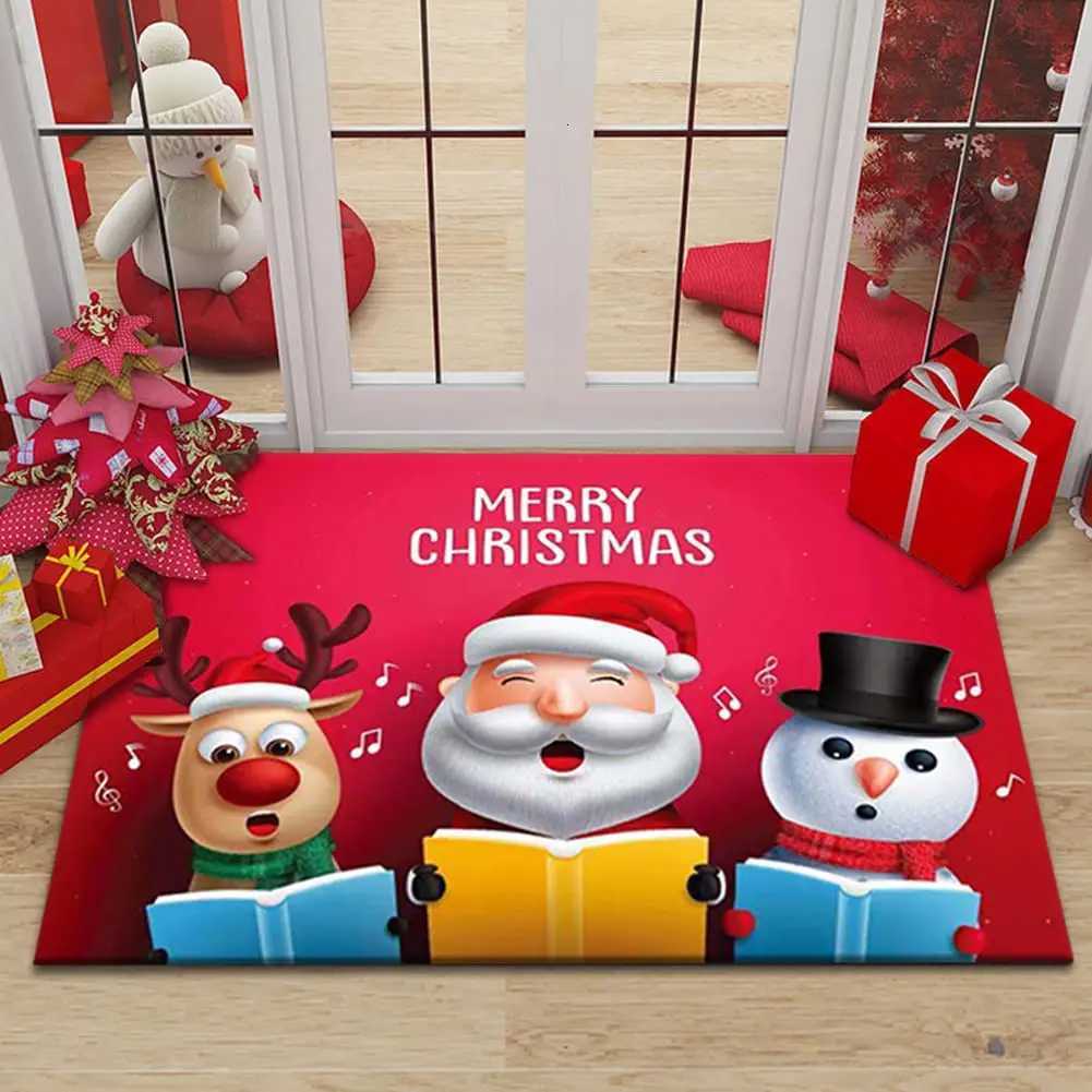VIKAMA Non Slip Merry Christmas Decorative Rugs Welcome Doormat Indoor Outdoor Xmas Winter Santa Snowflakes Claus DoormatM251117