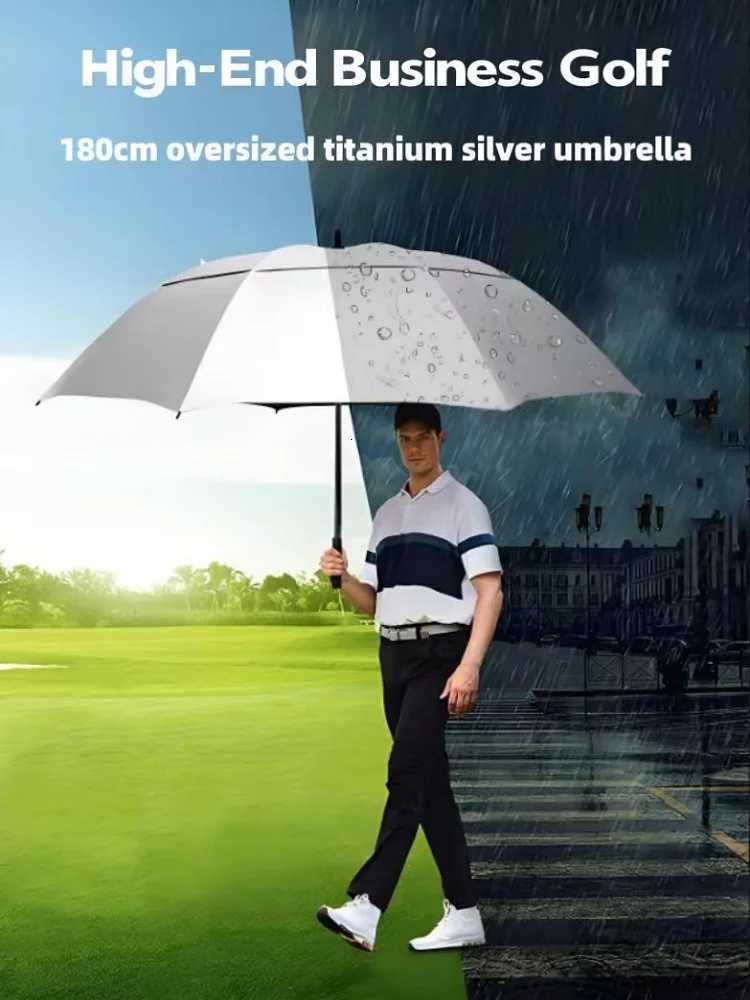 Automatic Ultra-Large Umbrella 180cm Titanium-Silver Coating Anti-Ultraviolet Sun Umbrella Large Double Fiber Umbrella C251117