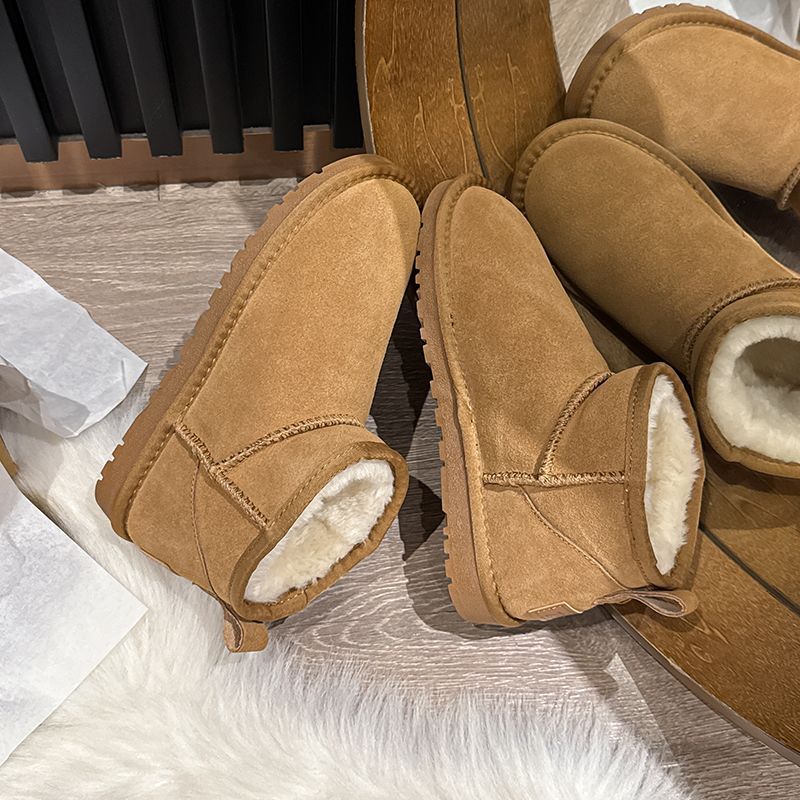 Free Shipping Trendy Hit Snow Boots Winter New Style Platform Fleece-Lined Warm Versatile Slimming Short Tube Bread Boots