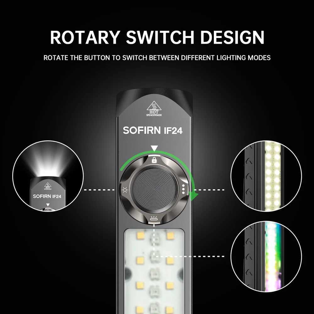 Sofirn IF24 RGB Powerful 2000Lm Flashlight 18650 Rechargeable Rotary Switch Torch with Magnetic Tailcap M251117