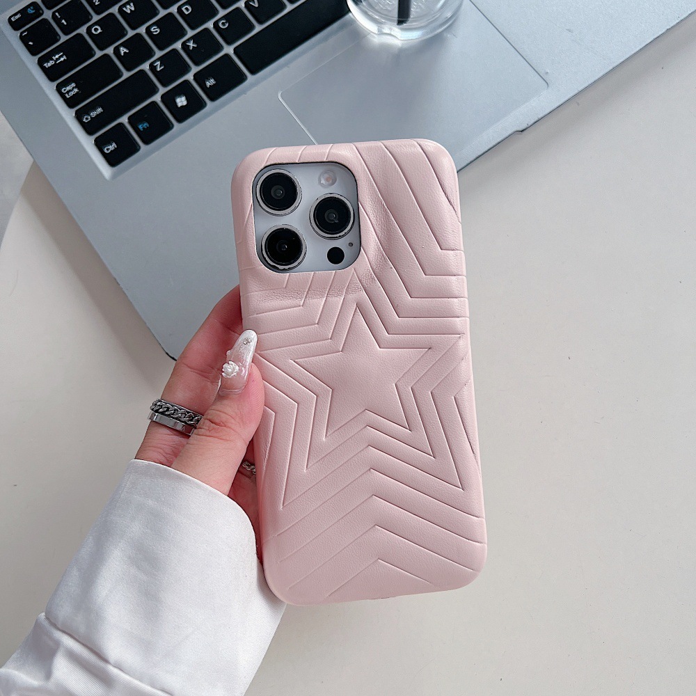 Line Five-Pointed Star Phone Case Compatible with iPhone 16/15 Pro Simple Solid Color Protective Cover iPhone 14 Cartoon