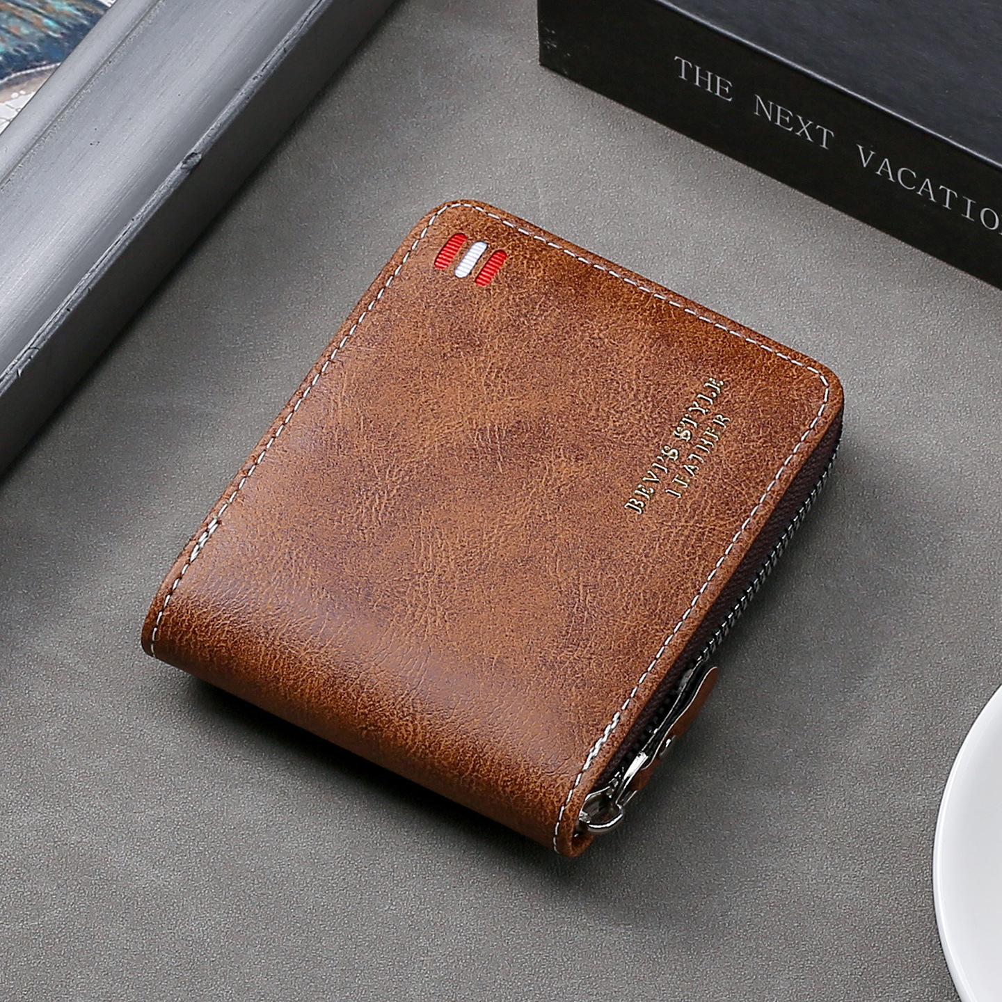 Christmas luxury gift fashionable square bag coin wallet retro zipper short classic men's handsome wallet British style designer wallet