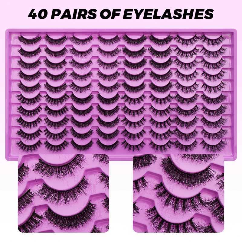 DINGSEN 40 pairs Volume Strip Lashes Faux Mink False Eyelashes Kit Cosmetics Soft Fake Volume Eyelash Extensions WholesaleT251117