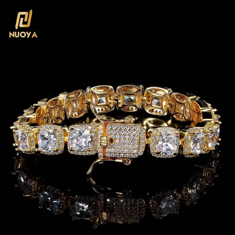 Laboratory cultivation of Moissanite 10mm Hip Hop Fine Jewelry Cluster Bracelets Iced Out Icy Girls Crystal Sugar Zirconia Jewelry Bracelet for Women