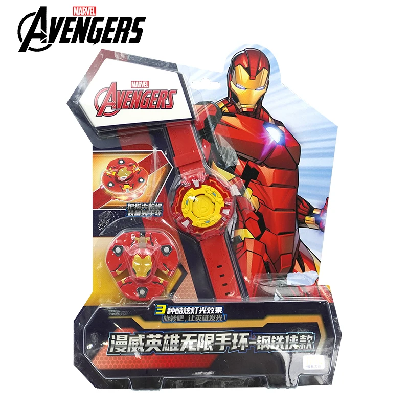 New Marvel Avengers Iron Man Style fidget spinner wristband Three kinds of glare Movie peripheral Toy Set Boy Birthday Gift