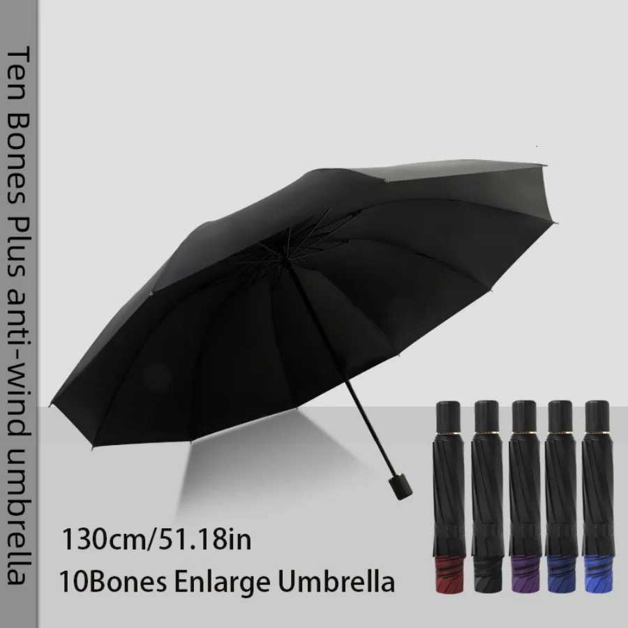 Windproof Folding Umbrella Extra-Large 130cm Folding Umbrella Windproof Rainproof with Reinforced Manual Umbrella 1PC C251117