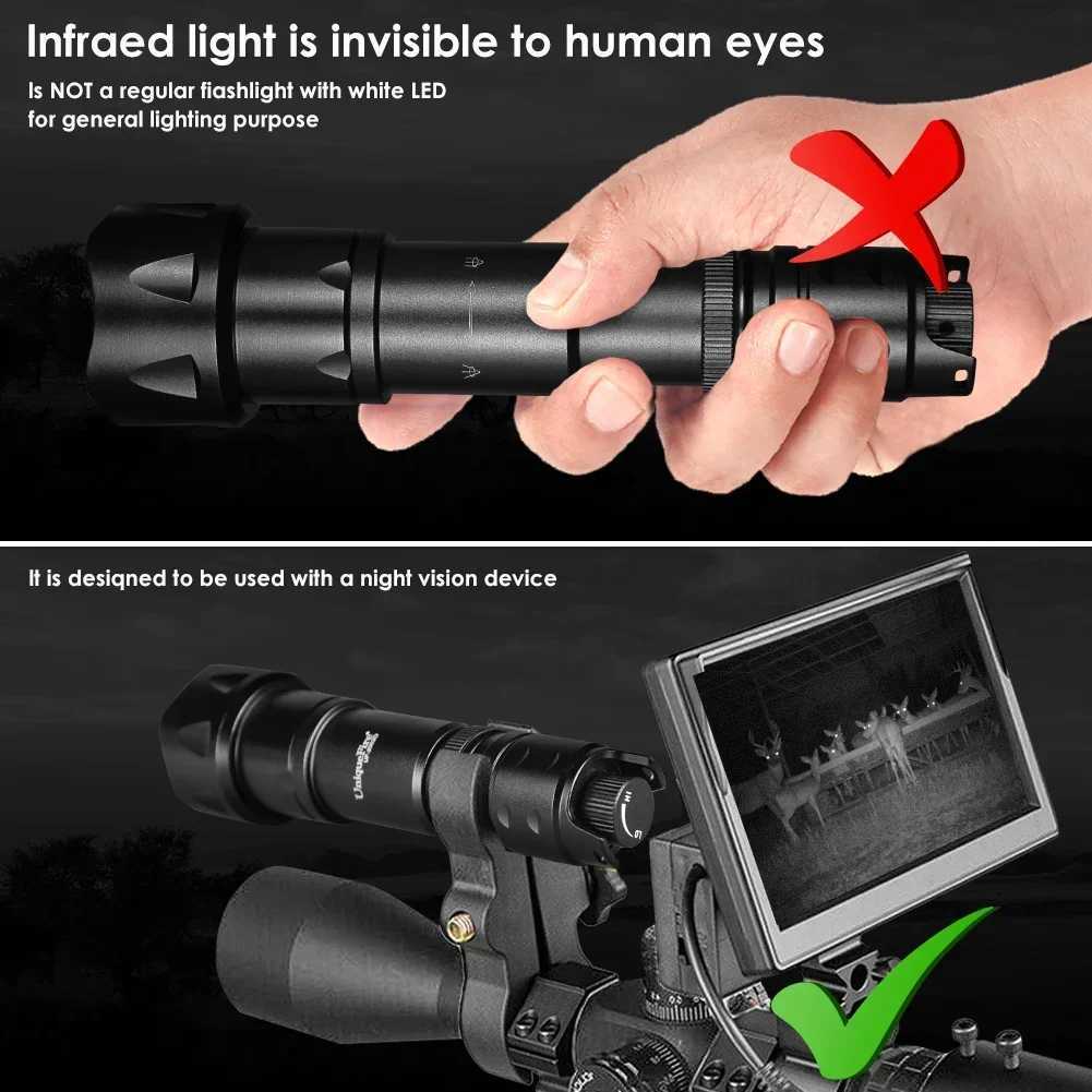 UniqueFire 2002D Vcsel LED IR 940NM 850NM Flashlight Zoom Hunting Fishing Night Vision Torch Rechargeable USB-C 18650 Battery M251117