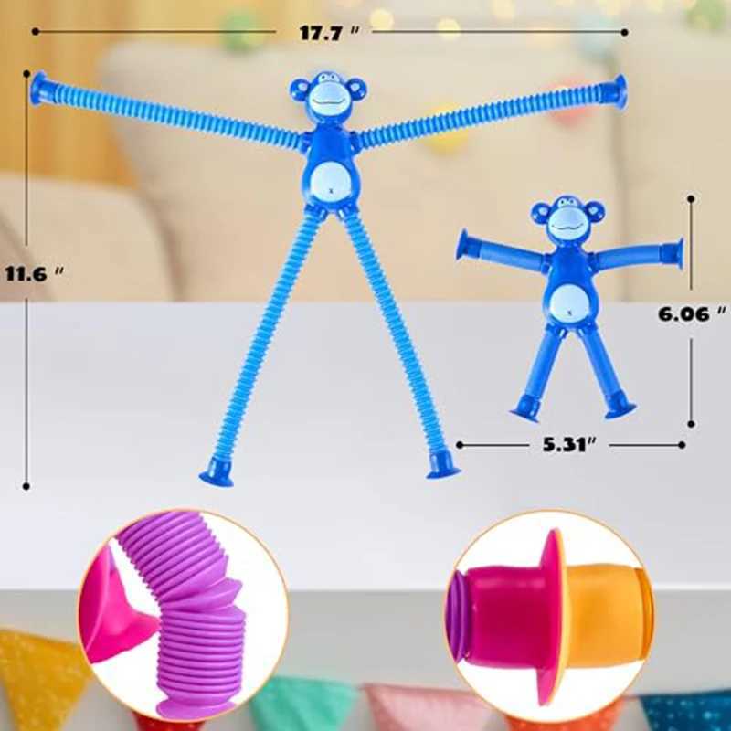 Suction Cup Monkey Pop Tubes Fidget Toys Decompression Stretch Tube Stress Relief Sensory Toys for Kids Adult Party Gifts J251117