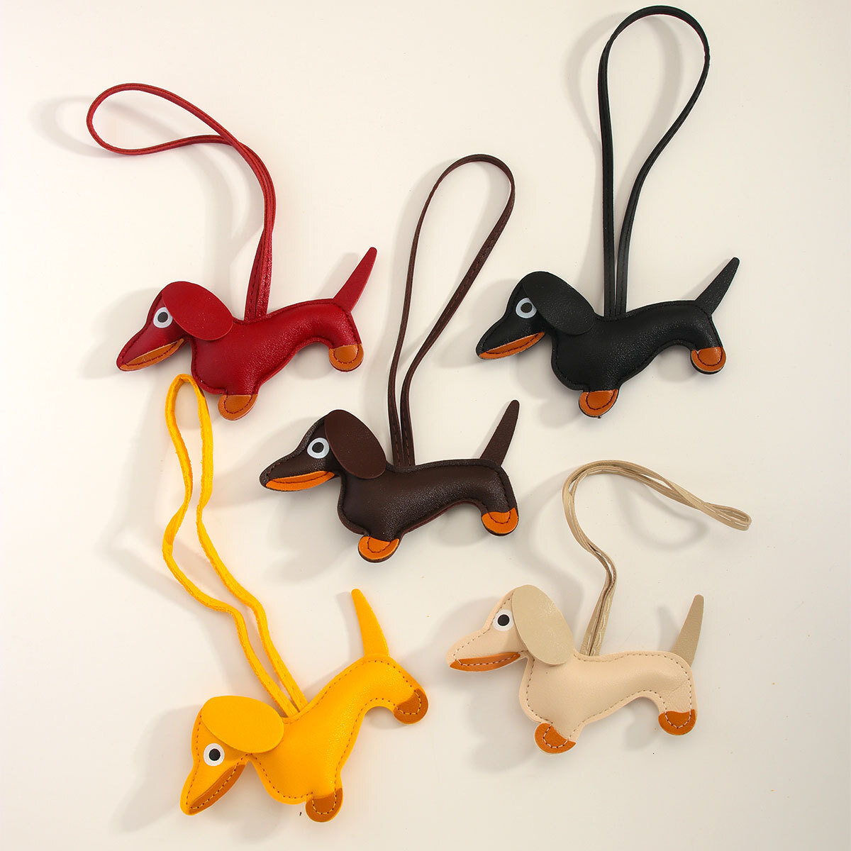 designer bag charm new cartoon dachshund puppy fashion style pu pendant highend bag charm phone leather decoration