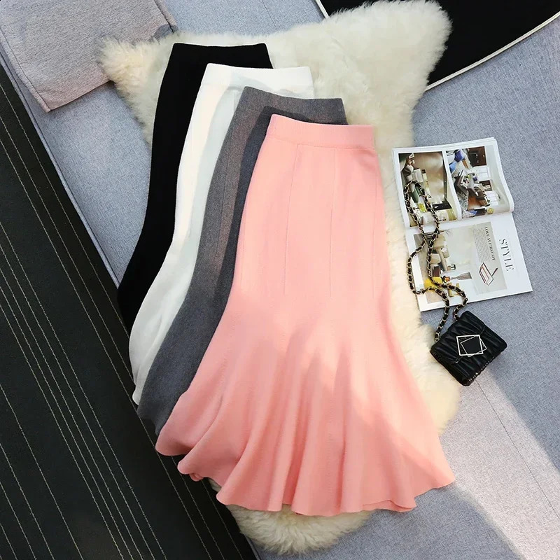 Seoulish 2024 AutumnWinter High Waist Womens Knitted Skiing Fashion Solid Color Korean Office Leisure 250415Z