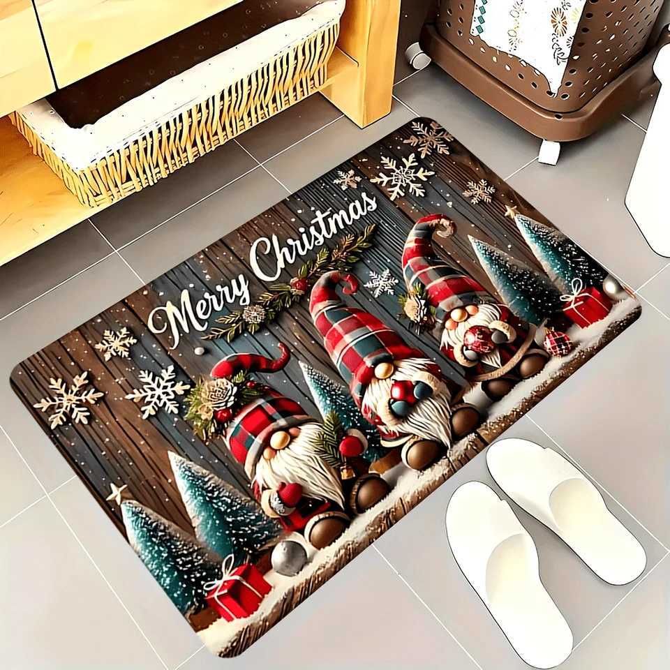 VIKAMA Christmas Carpet Three Santa Claus Doormat Entrance Welcome Mat Outdoor Carpet Rug For Bedroom Living Room Home DecoratioM251117