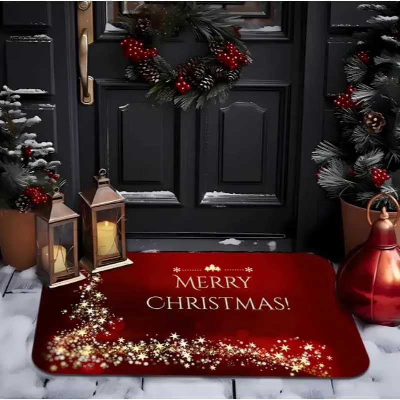 Happy Christmas Sparkling Star Pattern Door Mat Is A Wonderful Christmas Gift Mat That Home and Christmas Decoration DoorwaysM251117