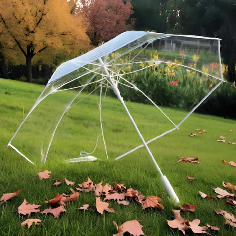 POPular TPU High Transparent Umbrella White Fiber Bone Reinforced Large Wind Resistant Long Handle Umbrella C251117