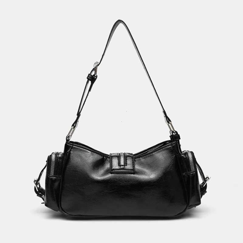 Womens Y2k Punk Vintage Shoulder Purse PU Leather Gothic Rivet Handbag Waist Bag Luxury Black Cross Body Bags with SpikesW251117