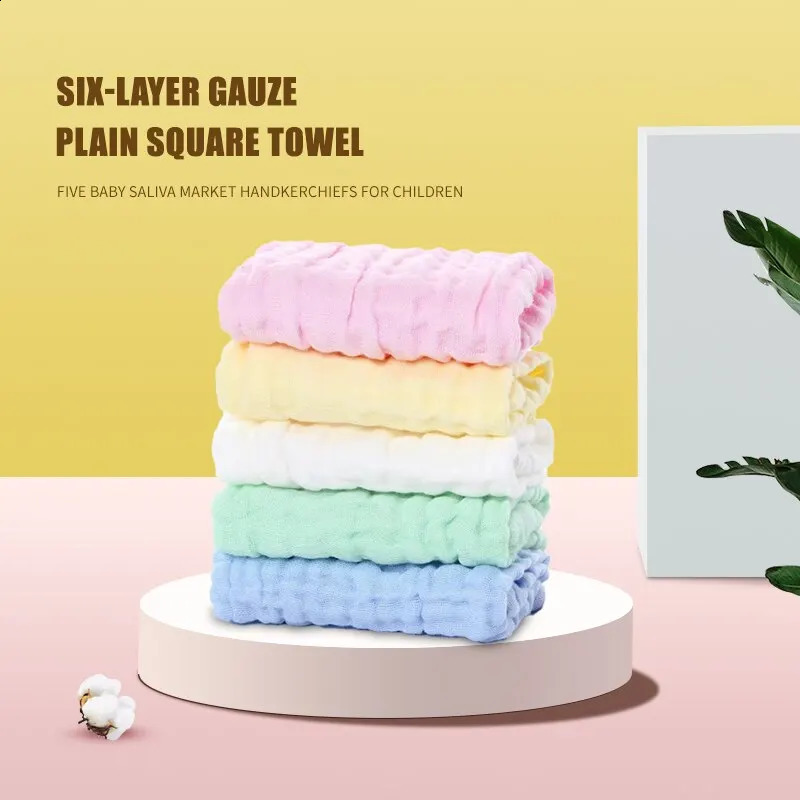 5 pieces of 30x30cm cotton soft baby towels face handle for bathroom feeding washing cloth wiping Burp 250414z