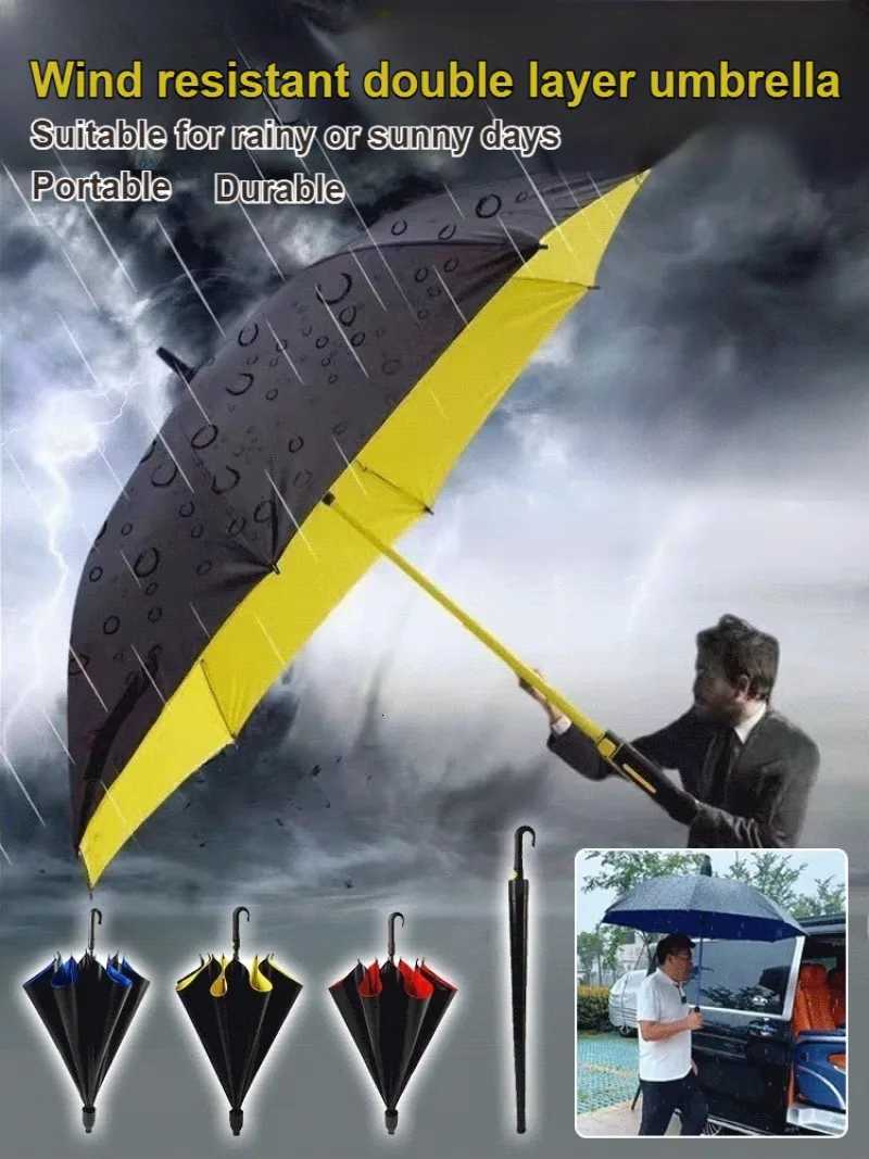 Rainproof and Windproof Umbrella Umbrella Automatically Enlarged Reinforced Sun Umbrella with Long Handle and Straight Pole C251117