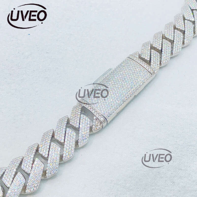 Sterling Silver Iced Out 925 Gold VVS Jewelry Moissanite Cuban Ring Hiphop Pass Dias Tester Pendant Cuban Link Chains High Quality Women Gift Moissani