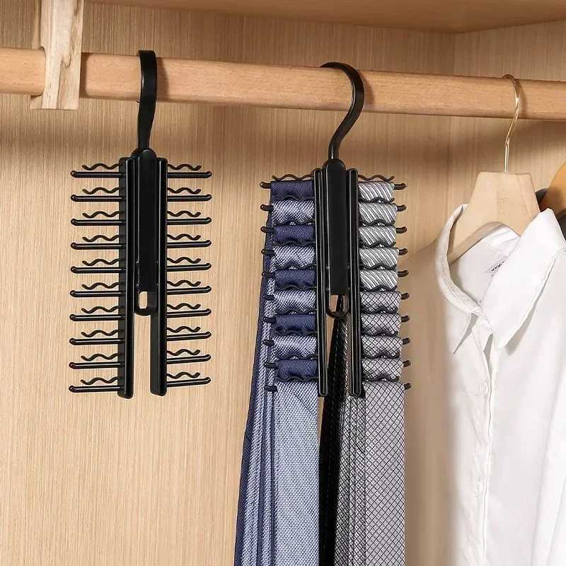 Tie Hanger Rotatable Necktie Storage Rack Wardrobe Organizer 20 Rows Large Capacity Belt Tie Closet Skidproof Tie Clamp C251117