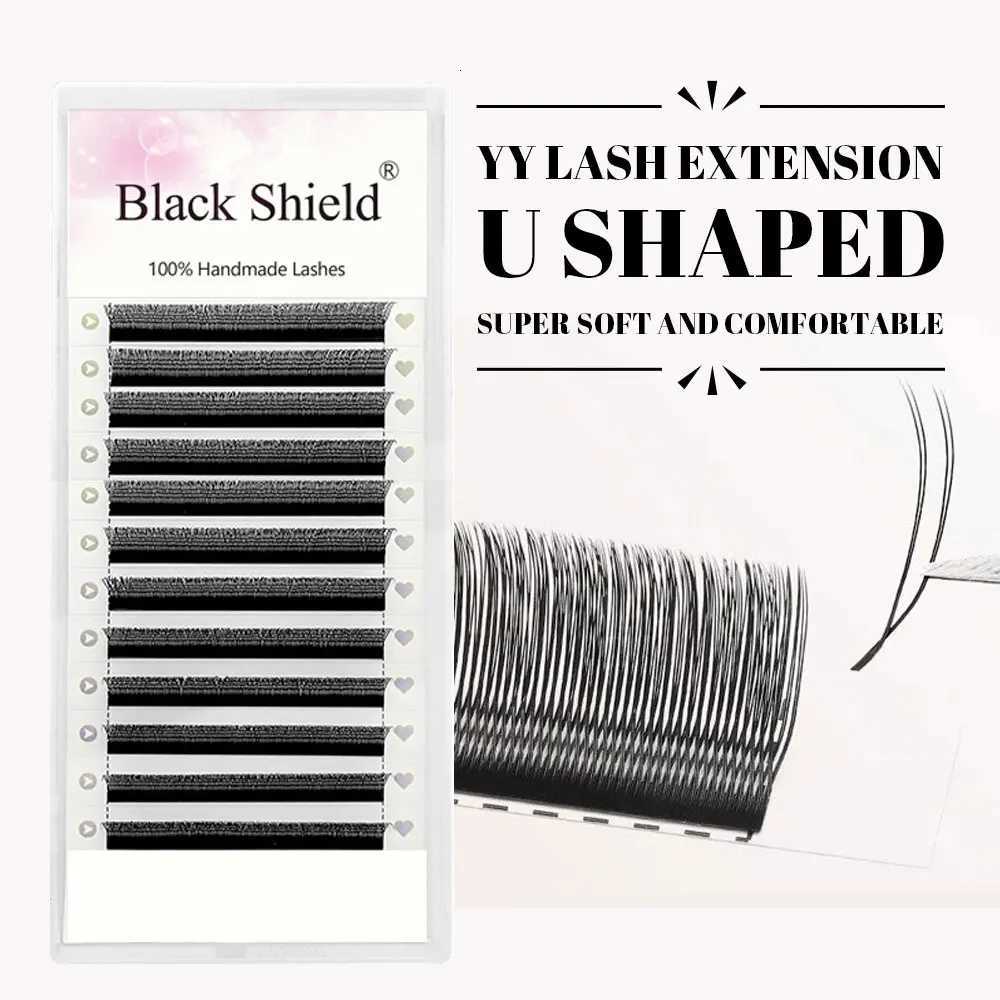 Handmade Matte Black Super Soft Double Tips 2D CC Volume U Shape Y Lash Extension Light weight Premade Fans Eyelash ExtensionT251117