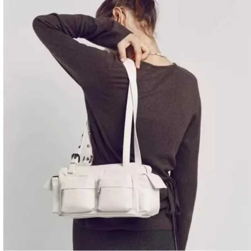 Korea New 2025 Motorcycle Bags Womens Crossbody Bag Small Designer Commuter Handbag Cowhide Leather Single Shoulder BagW251115