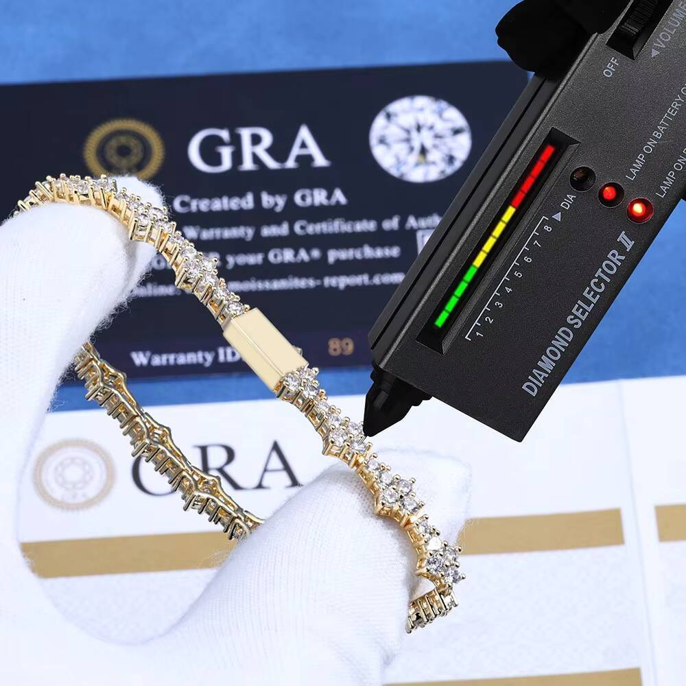 Hip Hop Tennis Bracelet 65mm Moissanite S925 Silver Airplane Chain for Fashion