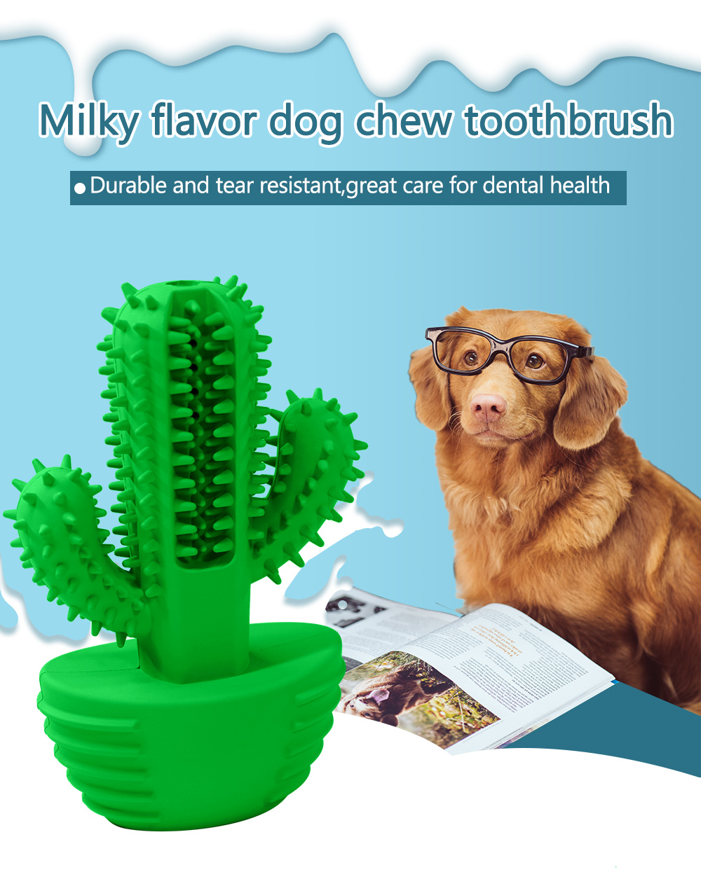Update Dog Cactus Interactive Rubber Chew Toys For Small Large Dogs Tooth Cleaning Toothbrush Treat Dispenser Pet
