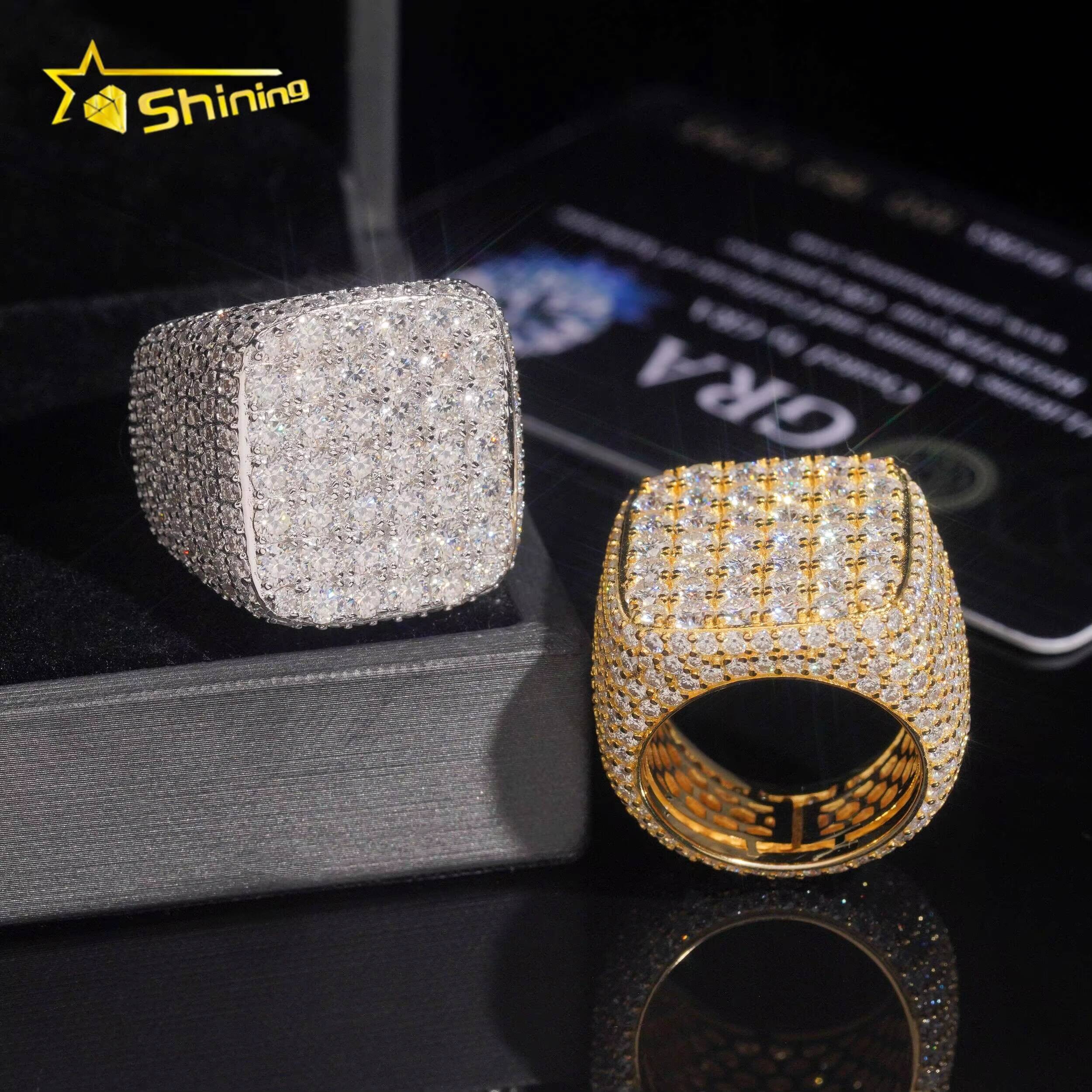 Hot Sale High Quality 925 Silver Iced Out Luxury Mens Hiphop GRA Certificate VVS Moissanite Rings