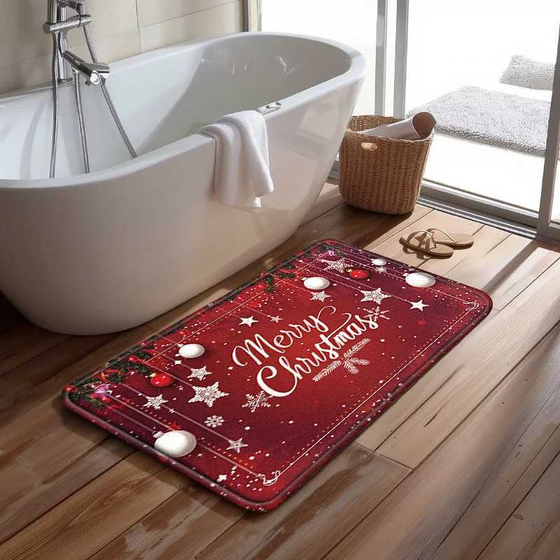 Christmas Kitchen Mats Entrance Doormat Decor Winter Xmas Hallway Balcony Rugs Bath Non-slip Foot Pad Christmas DecorationsM251117