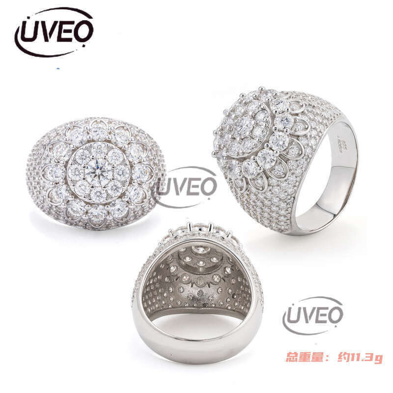 925 Jewelry Gold VVS Iced Out Moissanite Ring Hip Hop Pass Dias Tester Women Couple