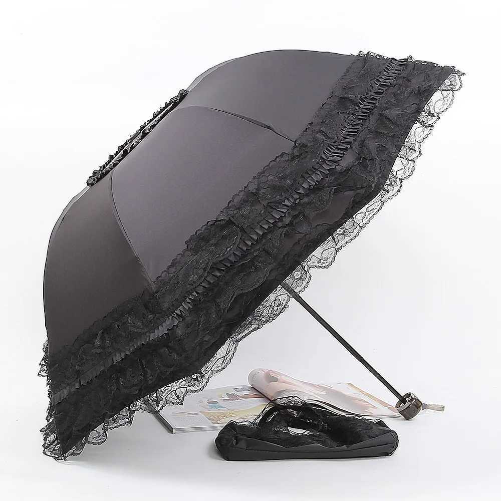 Vintage Lace Parasol Uv Protection Folding Umbrella Stylish Lace Folding Umbrella for Sun Protection Rain Lightweight Portable C251117