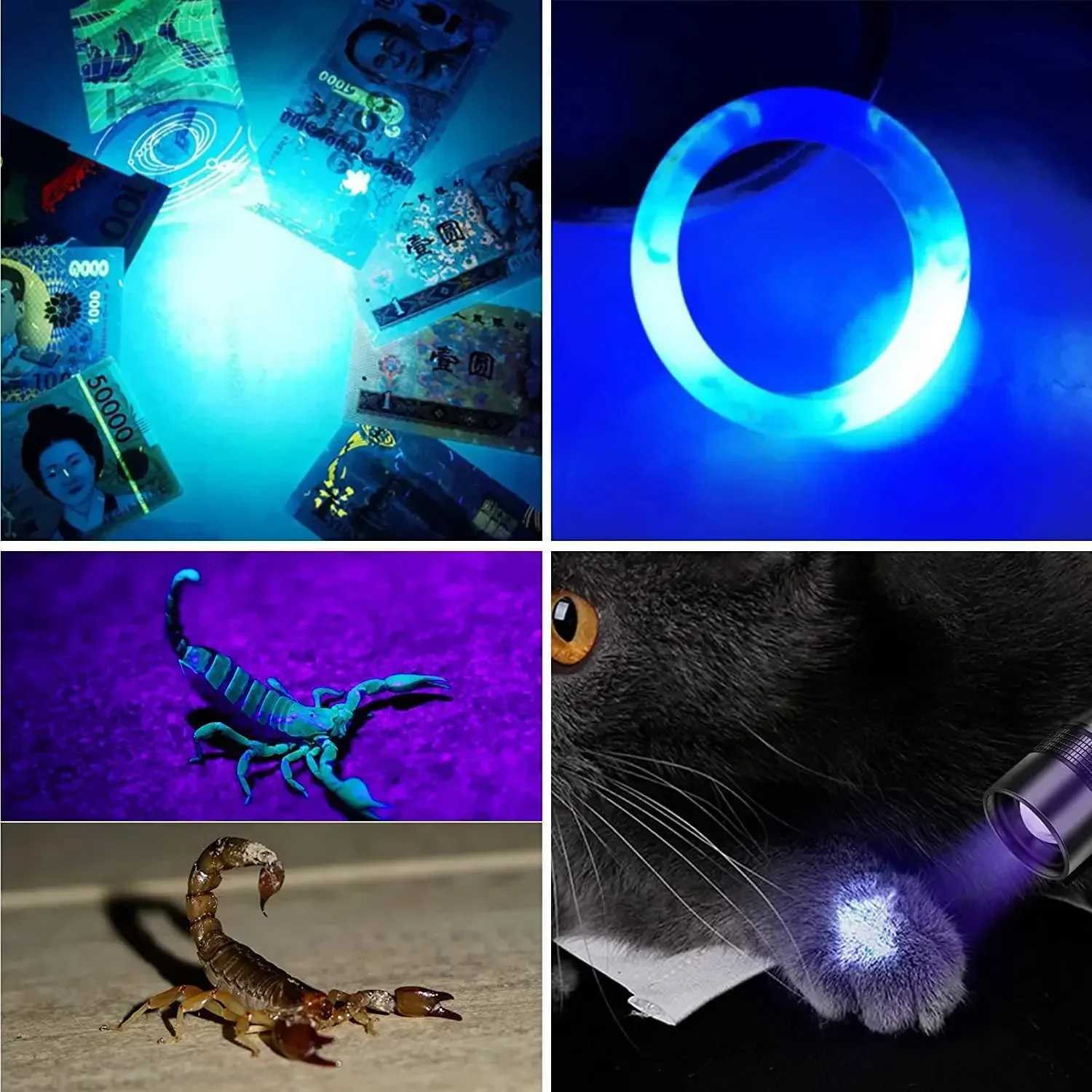 UV Light Strong Light Flashlight USB Rechargeable Camping Lantern Pets Urine Stains Black Light Led Ultraviolet Torch Lamp M251117