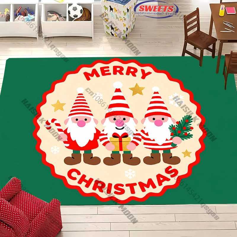 2025 New Christmas Element Carpet Gingerbread Man Print Rug for Living Room Bedroom Bedside Kids Room Christmas Decorative MatM251117
