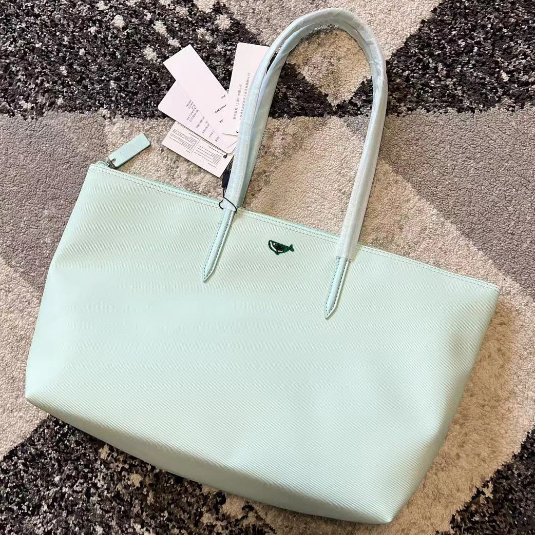 French New Solid Color Crocodile Women's Horizontal Tote Bag Shopping Large Capacity Shoulder Bag Fashion Zipper Handbag
