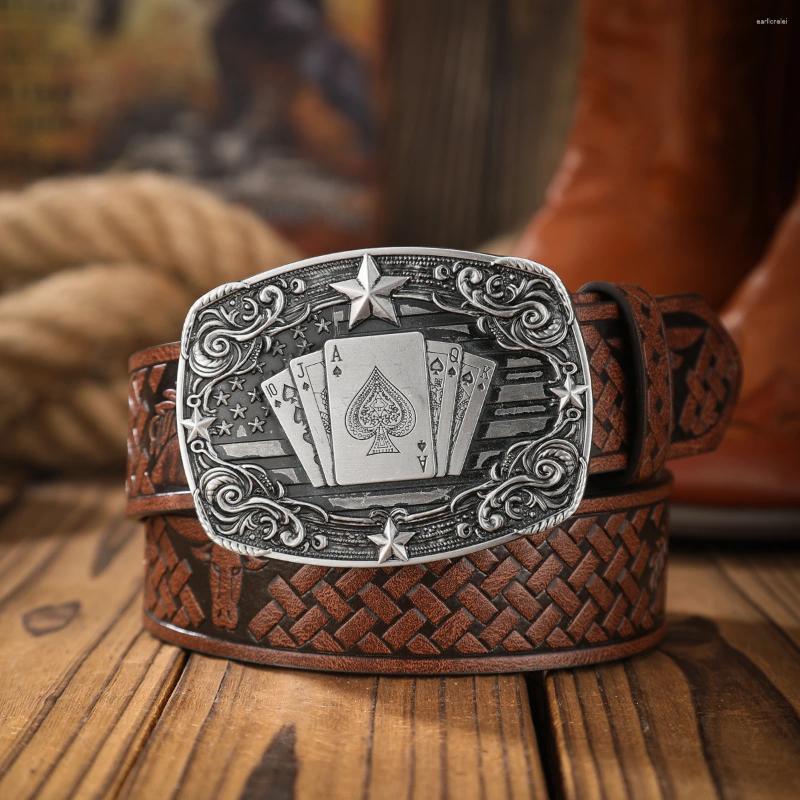 Belts A Classic Retro PU Material Embossed Belt Metal Plate Buckle Head Men And Women The Same Daily Casual Delivery Punch Nails