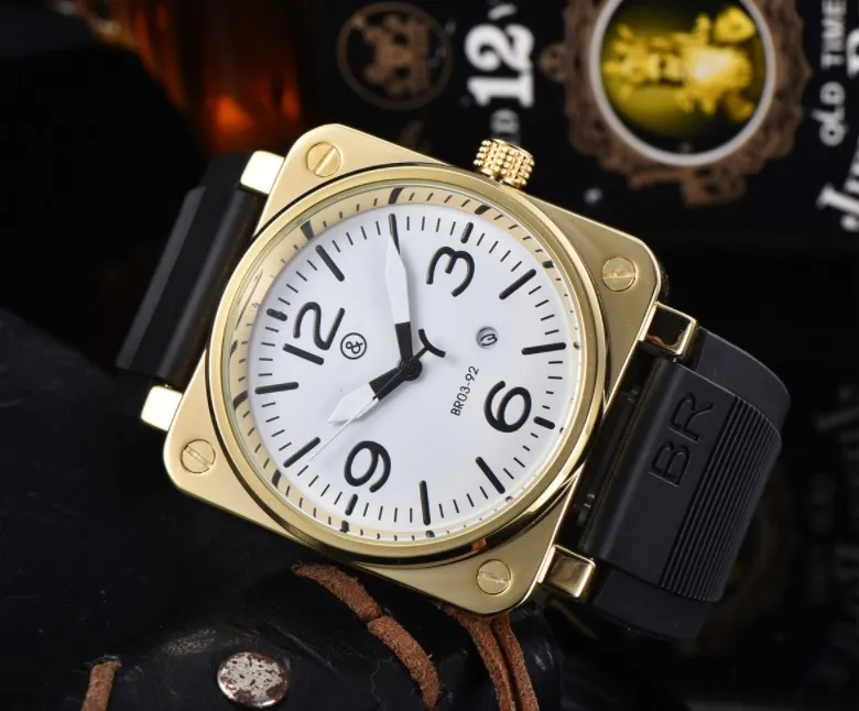 BR Sport model rubber strap automatic mechanical luxury multi-functional watch. Business grade stainless steel model men's rose square watch 01