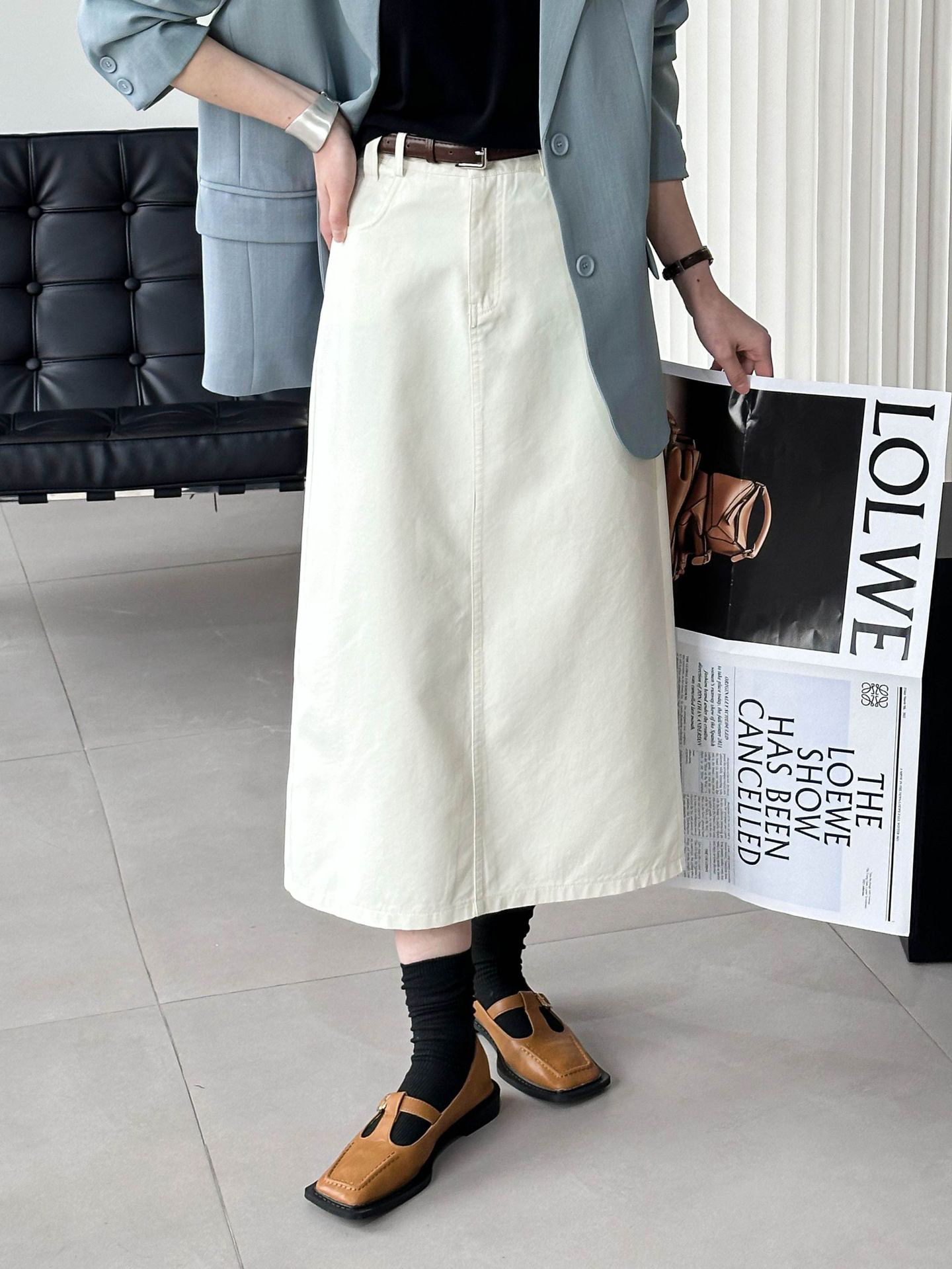 XX122145 Summer Korean style high waist retro denim skirt women's straight a-line skirt