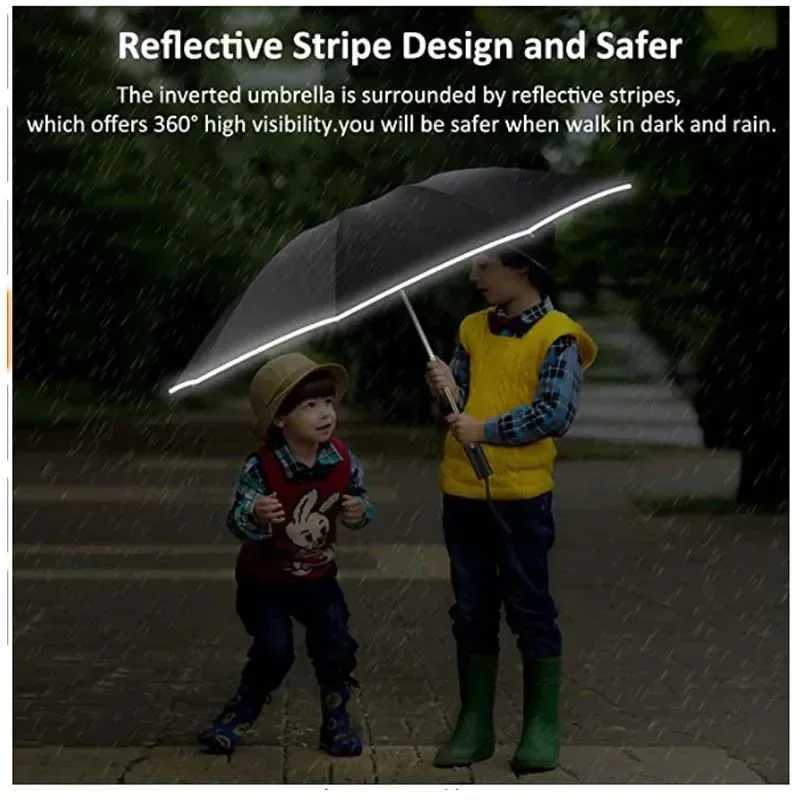 Men Women Umbrella Fully Automatic Reverse Folding Umbrella with Windproof Reflective Stripe UV Umbrellas C251117