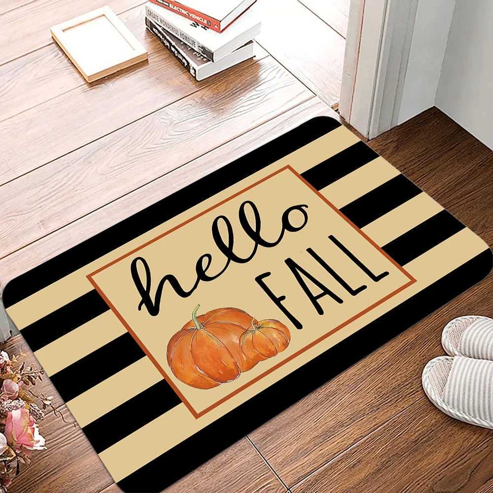 Fall Door Mat Non Slip Pumpkin Welcome Doormat for Autumn Harvest Thanksgiving Farmhouse Entrance Doormat Floor Carpet MatM251117