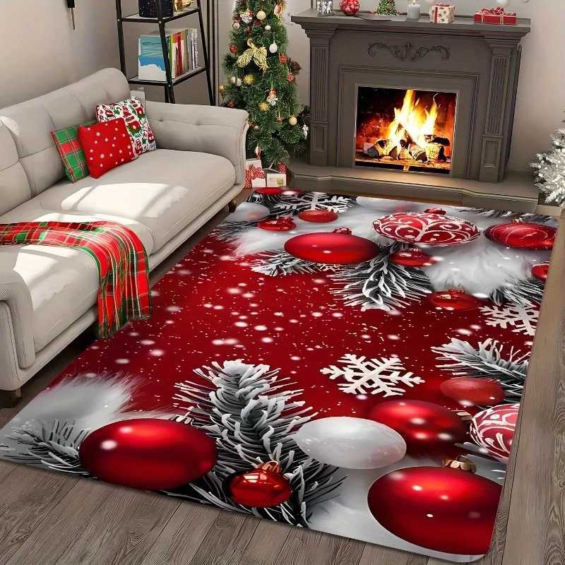 Pine Branch Snowflake Ornament Red Theme Area Rug for Entryway Bedroom Yard Garden - Home Decor Christmas Gift ChoiceM251117