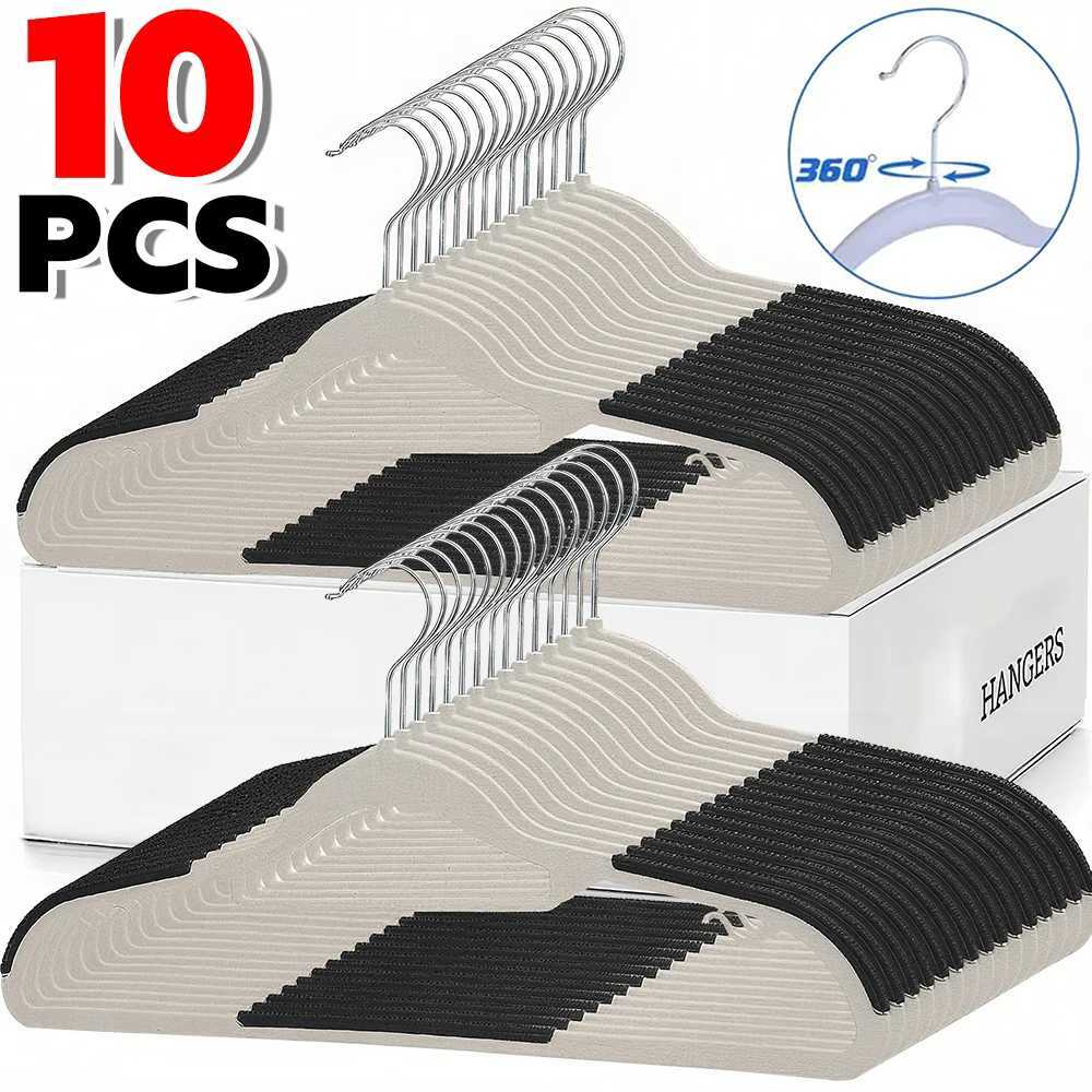 10/5Pcs Clothing Storage Hanger Non-Slip Rotatable Hook Household Traceless Plastic Clothes Organizer Support Drying Rack C251117