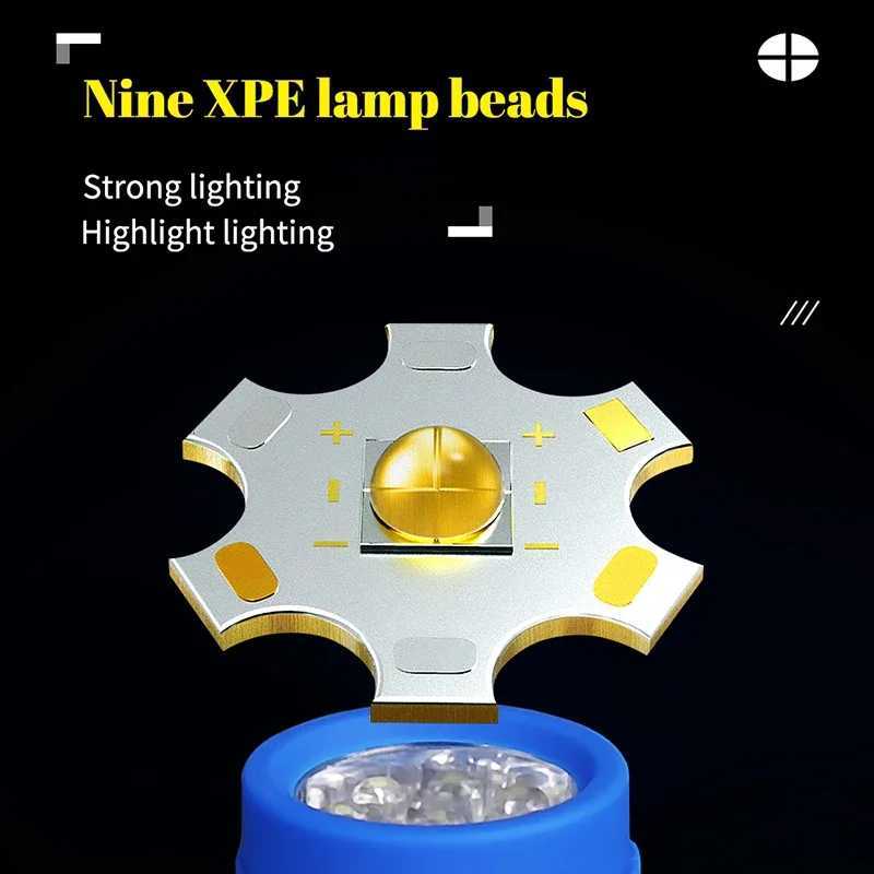 Mini Torch 9 LED Flashlight For Children Adult Aluminum Alloy Night Fishing LED Torch with Lanyard Outdoor Camping Light M251117